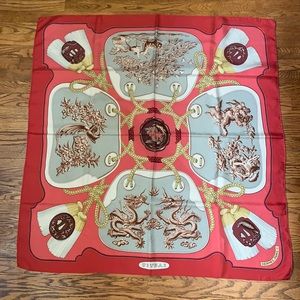 Vintage Hermes “Tsubas” Silk Scarf
